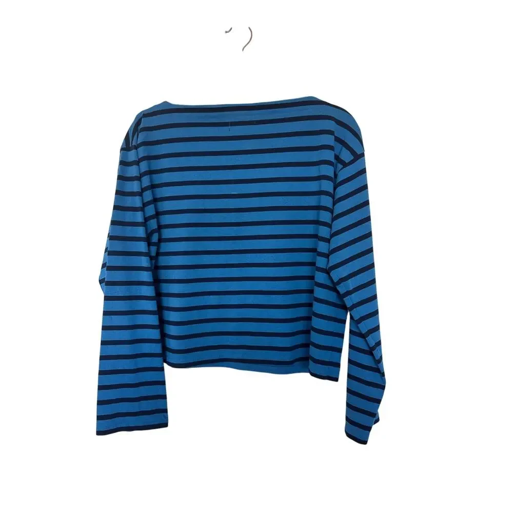 J. Crew Cropped Boatneck T-shirt in Mariner Cotton, M